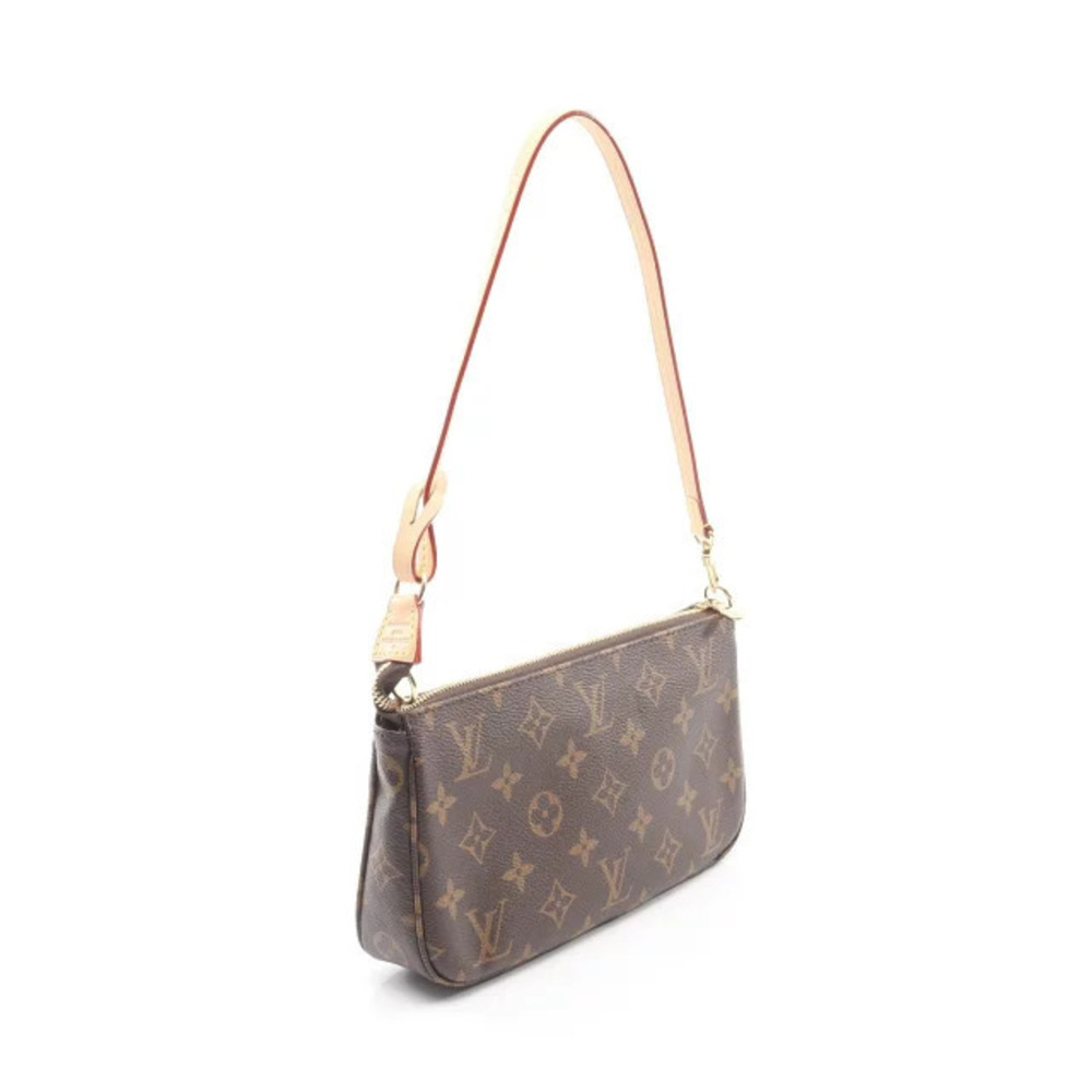 Louis Vuitton Canvas Handbag Brown Accessoires Leather Pochette Monogram Brown